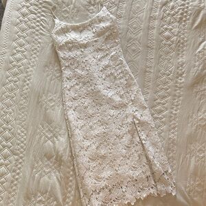 Floret Studios White Lace Dress| Midi Body con|XS